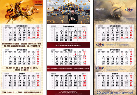 Kalendarze trójdzielne